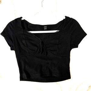 SHEIN Black Lace Detail Crop Top